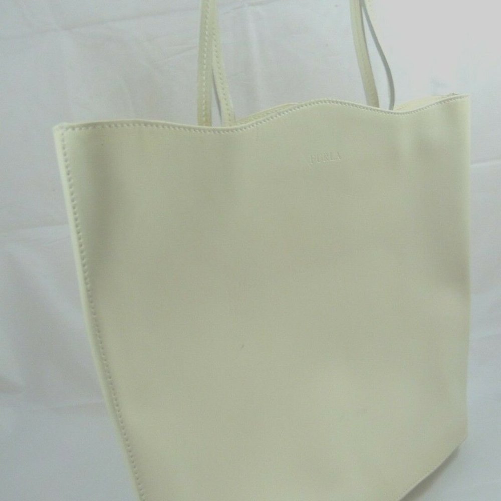 Vintage FURLA Ivory Cream Tote Handbag Purse